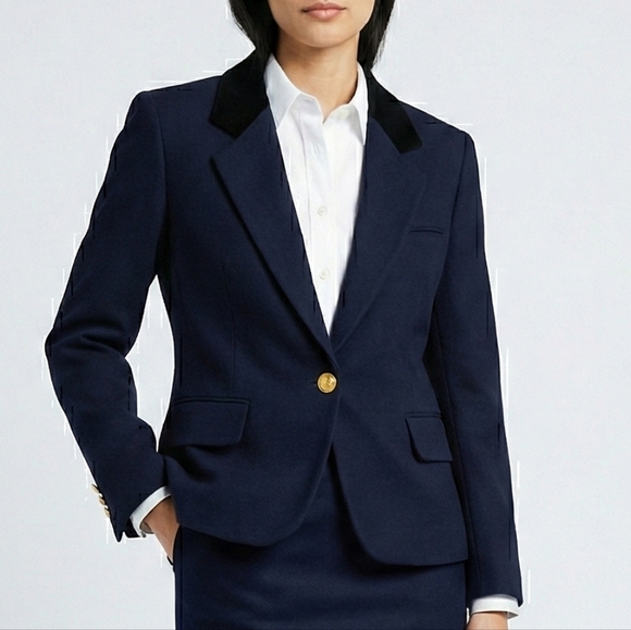 JH Collectibles Jackets & Blazers - VTG JH Collectibles Wool Blazer 4 Navy Blue Velvet Collar Equestrian Academia